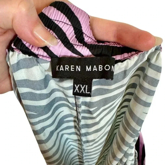 Karen Mabon Color Block Zebra Tiger Mix Print Pajama Lounge Shorts - Picture 6 of 8